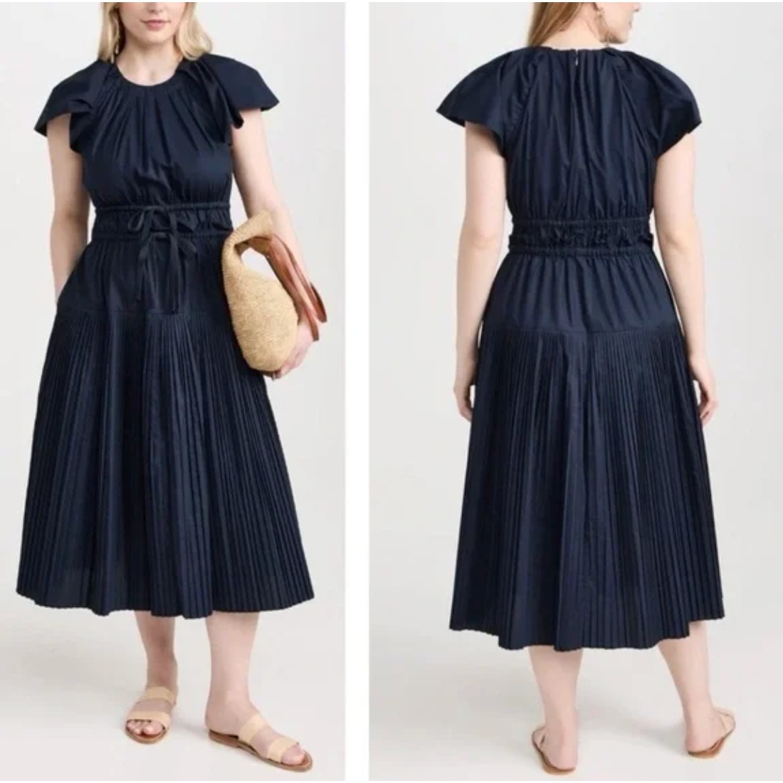 Ulla Johnson Delmara Dress Midnight Blue Women's Size 10 Nwt Midi A-Line